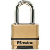 Master Lock Combination Padlock Heavy Duty Weatherproof Lock Brass M175XDLF | Heavy-Duty Outdoor Lock For Maximum Security; 2-1/4-inch Wide Lock For Fences, Gates, Sheds, Resettable 4-digit Combination
