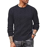 COOFANDY Mens Cable Knit Sweater Casual Long Leeve Crewneck Pullover Sweaters Twist Textured Fisherman Sweater