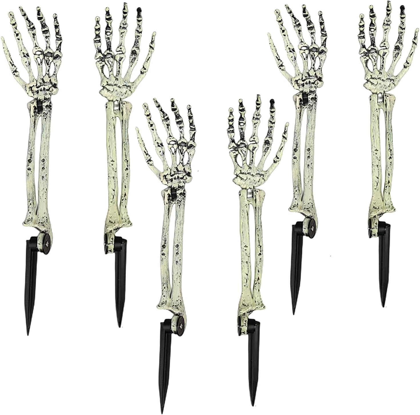 Decorative Garden Stakes - Halloween Realistic Skeleton Stakes Zombie Ghost Arm Stake Severed Plastic Skeleton Hands Yard Signs for Halloween Props Decorations (3 Pairs)