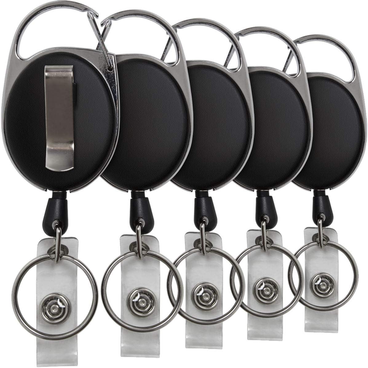 Porte-badge Rétractable MNGARISTA - 2 Packs - Cordon Acier 80 Cm - Clip Ceinture