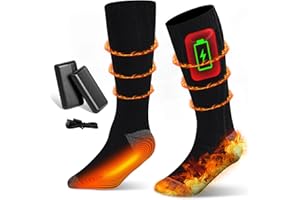 RASFALO Heated Socks, Rechargeable Electric Socks with 3 Heat Settings, 8 Hours Heating time Winter Foot Warmers with Large Capacity Batteries for Men/Women