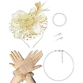 Girls Tea Party Fascinators Hats with Lace Gloves Pearl Necklace Earring Jewelry for Tea Party Wedding Accessories