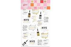 xo, Fetti New Year's Eve Party Supplies Tattoos - 40 Gold and Silver Foil Styles | NYE Party Favors, Disco Celebration Decorations, NYE 2026 Decor