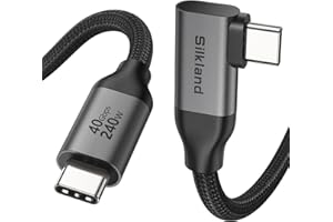 Silkland Right Angle USB 4 Cable for Thunderbolt 4 [5FT/1.5M], 40Gbps Data Sync, 8K/5K@60Hz, 240W Fast Charging, 90 Degree US