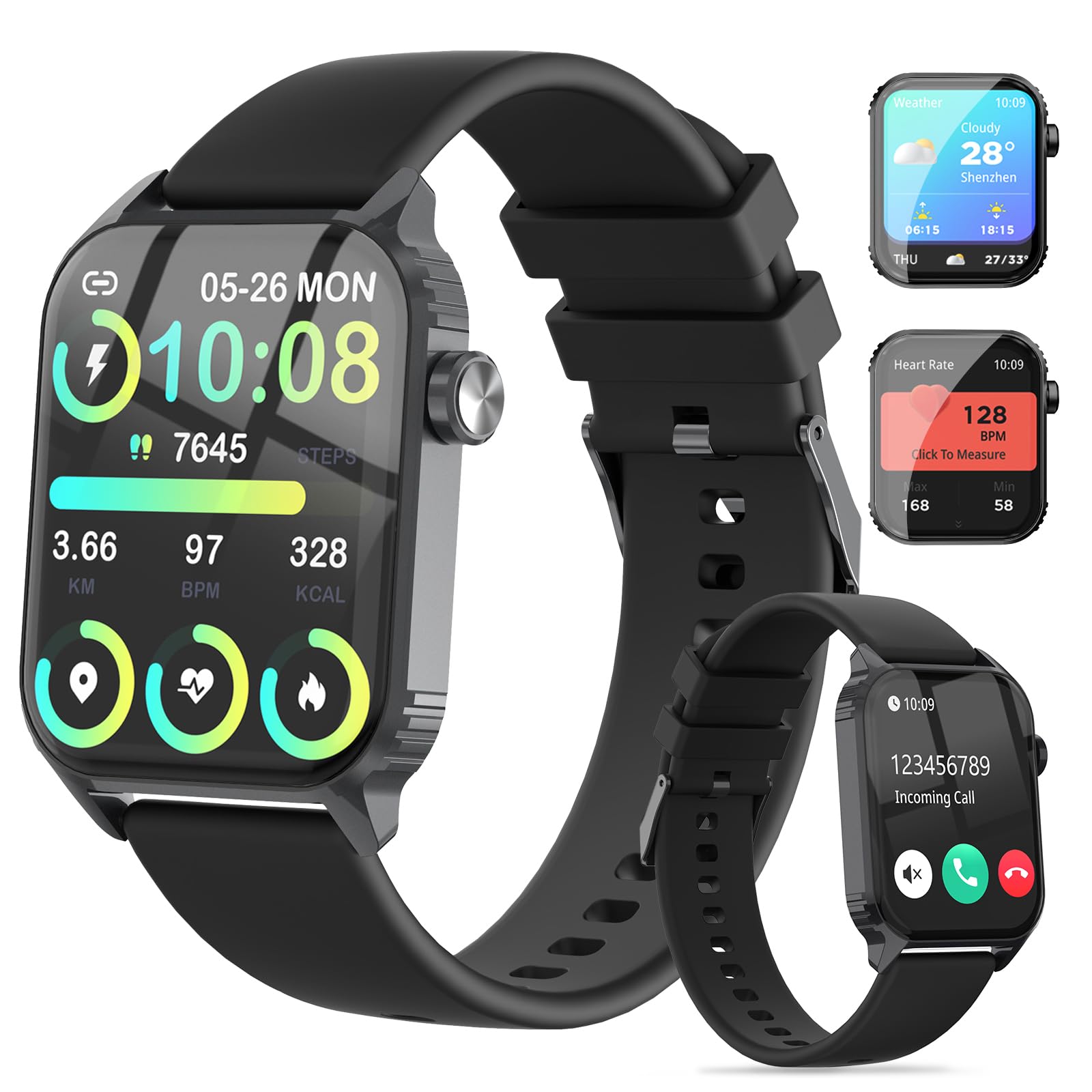 Smart Watch for Men, 120 Sports Modes Smartwatch with 1.83" HD, Alexa Built-in, Heart Rate/Sleep Monitor, IP67 Waterproof, Bl