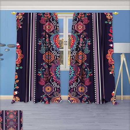 Darkening Grommet Unlined Window Curtains Bright Colorful Striped