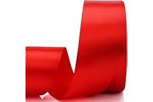 Nsilu 1-1/2 inch, Red Ribbon for Gift Wrapping 50 Yards Perfect Wedding Party Wreath Sewing DIY Hair Accessories Decoration Floral Hair Balloons Other Projects