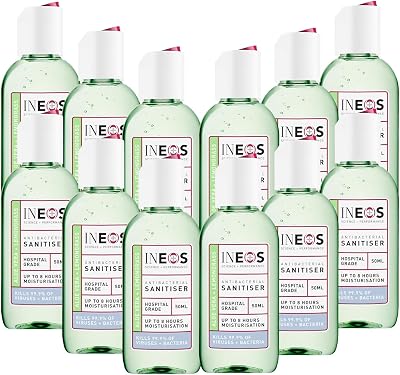 INEOS Sanitiser Pocket Gel 50 ml Aloe Lemongrass Hospital Grade 12 Pack