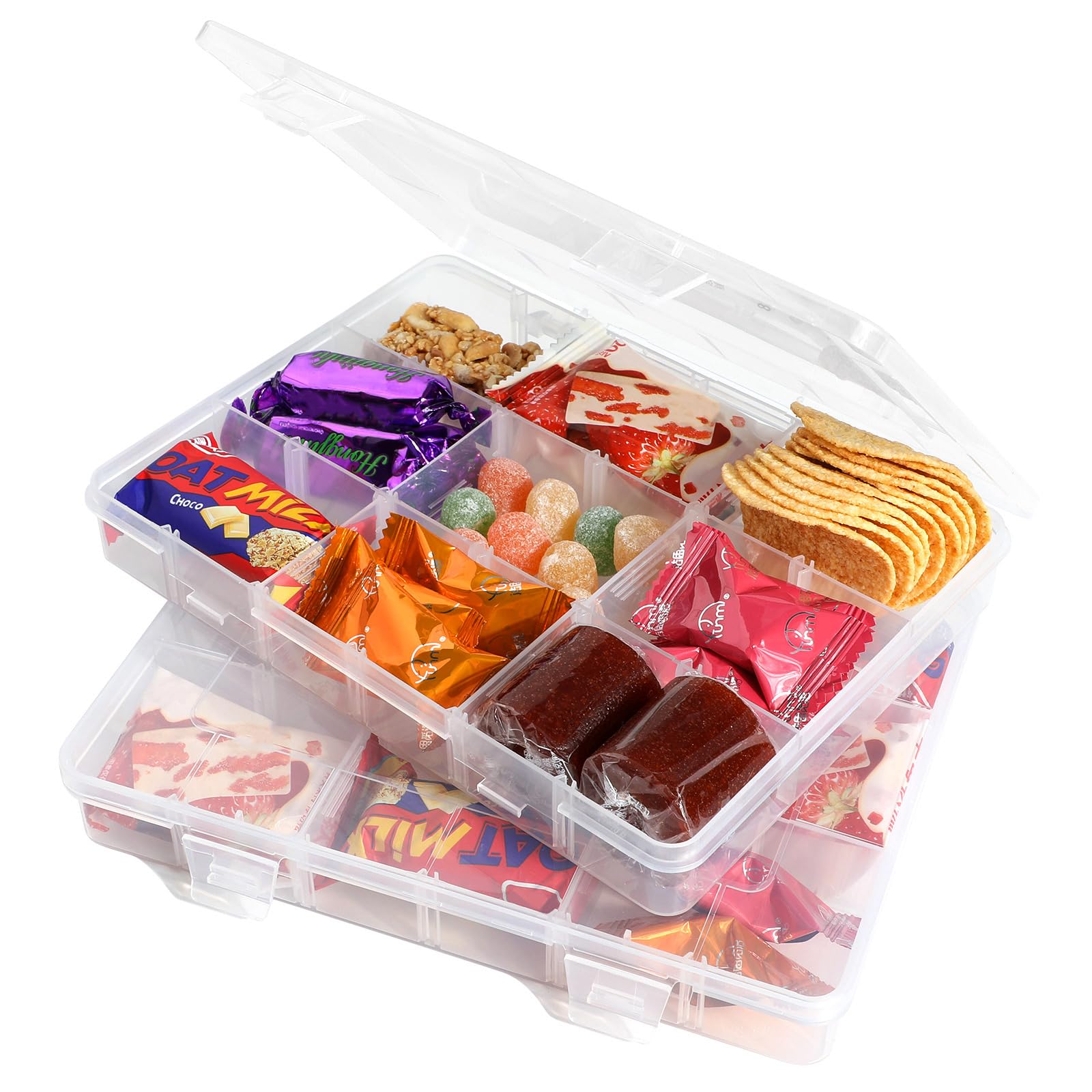 Surflyee Snack Box with 18 Removable Compartments - Plastic Organizer Container for Beads, Screws, Nuts