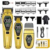 KEMEI Professional Cordless Hair Clipper, Hair Trimmer, Beard Shaver Set for Men, Electric Barber Clipper Beard Trimmer, Rechargeable Fade Clipper Haircutting Kit, KM-8551, Gold