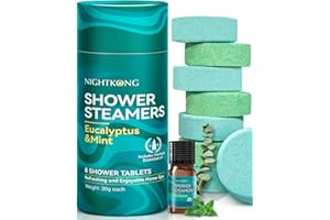 Eucalyptus Mint Shower Steamers - 8 Packs with 5ml Bonus Bottle of Essential Oil, Eucalyptus for Shower, Self Care Birthday G