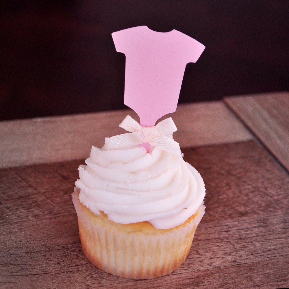 Baby Girl Shower Cupcake Toppers 12CT. Pink Onesie Cupcake