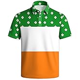 Arankhiger Mens St Patrick’ s Day Polo Shirts Lucky Shamrock Print Irish Holiday Short Sleeve Golf Shirts