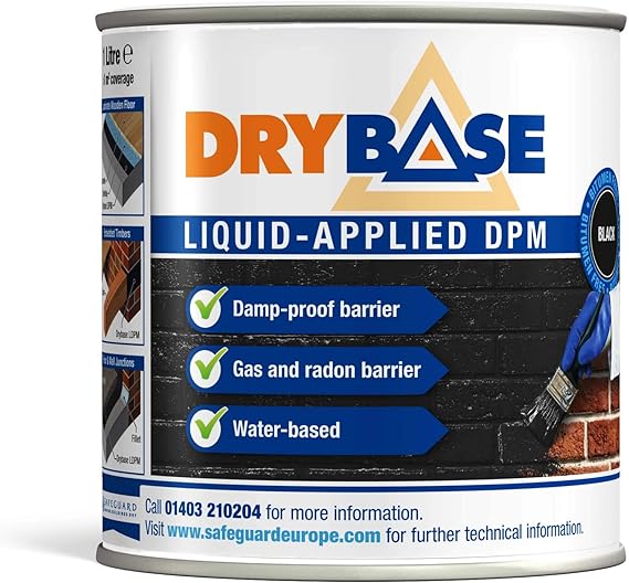 Drybase Liquid Damp Proof Membrane (1 Litre, Black) Liquid DPM Damp Proofing Paint Amazon.co Drybase Liquid Damp Proof Membrane (1 Litre, Black) Liquid DPM Damp Proofing Paint Amazon.co