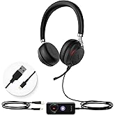 Yealink UH38 Bluetooth USB Wired Headset, Work Headset with Noise Cancelling Microphone, Teams Certified, Comfort Fit, Dual Connect for PC Computer & Mobile Devices, Dual Busylight