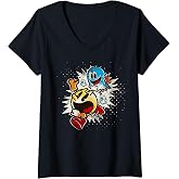 Women's 【PAC-MAN】PAC-MAN Sticker Bomb 007 V-Neck T-Shirt