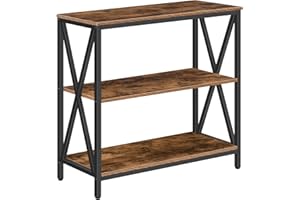 MAHANCRIS Sofa Table, Industrial Console Table, 3-Tier Narrow Side Table with Open Shelves, Foyer Table for Entryway, Hallway, Kitchen, Living Room and Bedroom, Easy Assembly, Rustic Brown CTHR8001Z