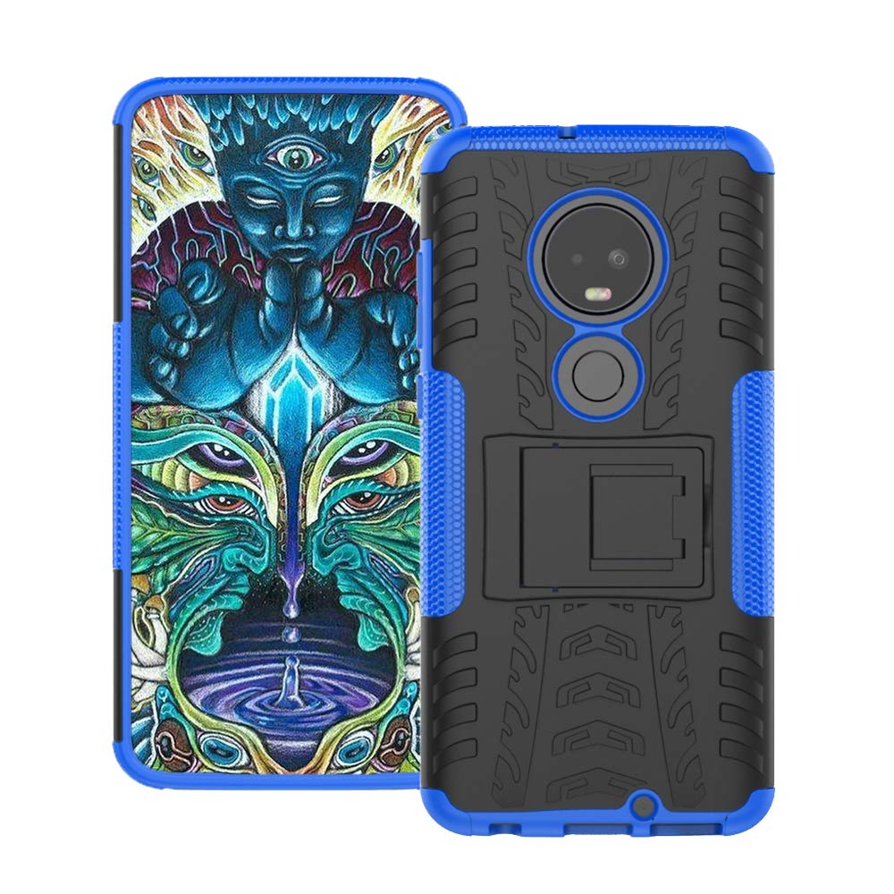 Moto G7 Case, Androgate [Hero Series] Hybrid Defender Phone Case Cover with Kickstand for Motorola Moto G7, Blue