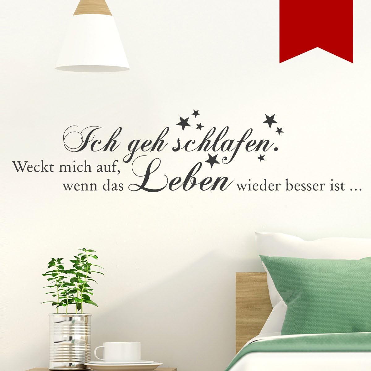Wandkings Wandtattoo Ich Geh Schlafen Weckt Mich Auf Wenn Das Leben Wieder Besser Ist Mit 7 Sternen 50 X 12 Cm Rot Erhaltlich In 33 Farben Amazon De Kuche Haushalt