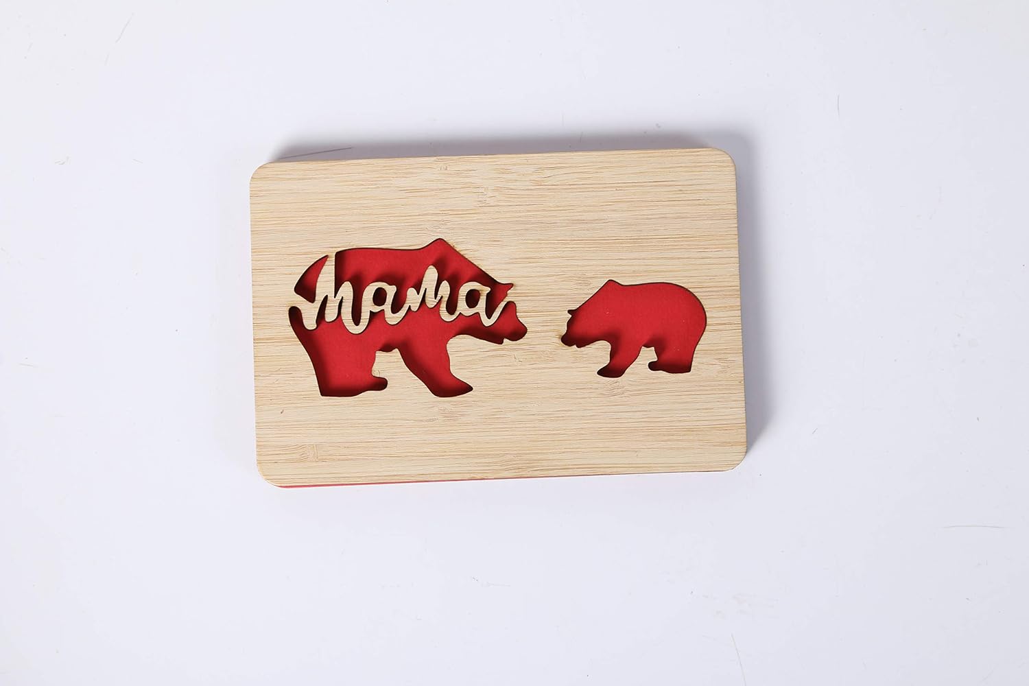Bear Pattern Happy Birthday Cards for Mum,Handmade Real with Bamboo Wood,Wooden Mother's Day Greeting Cards for Mom - Image 5