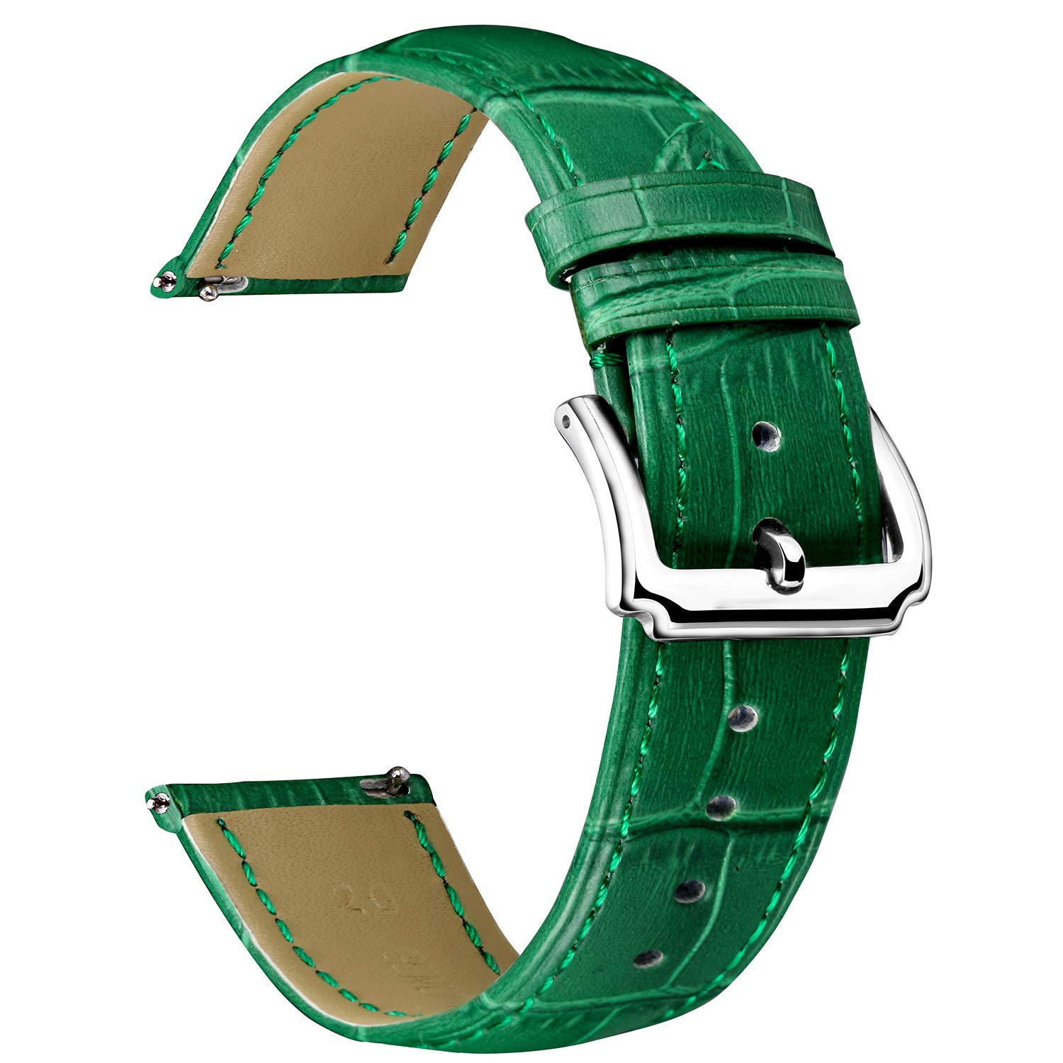 BINLUN Leather Watch Strap Quick Release Replacement Crocodile Leather Watch Bands for Men Women (Green, 23mm) — image 1
