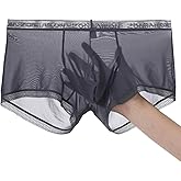 ZONBAILON Breathable Ice Silk Men's Boxer Briefs See-Through Underwear Trunk Transparent Stretch