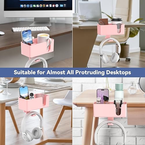 KDD in Desk Cup Holder Clamp on Under Desk Headphone Hanger