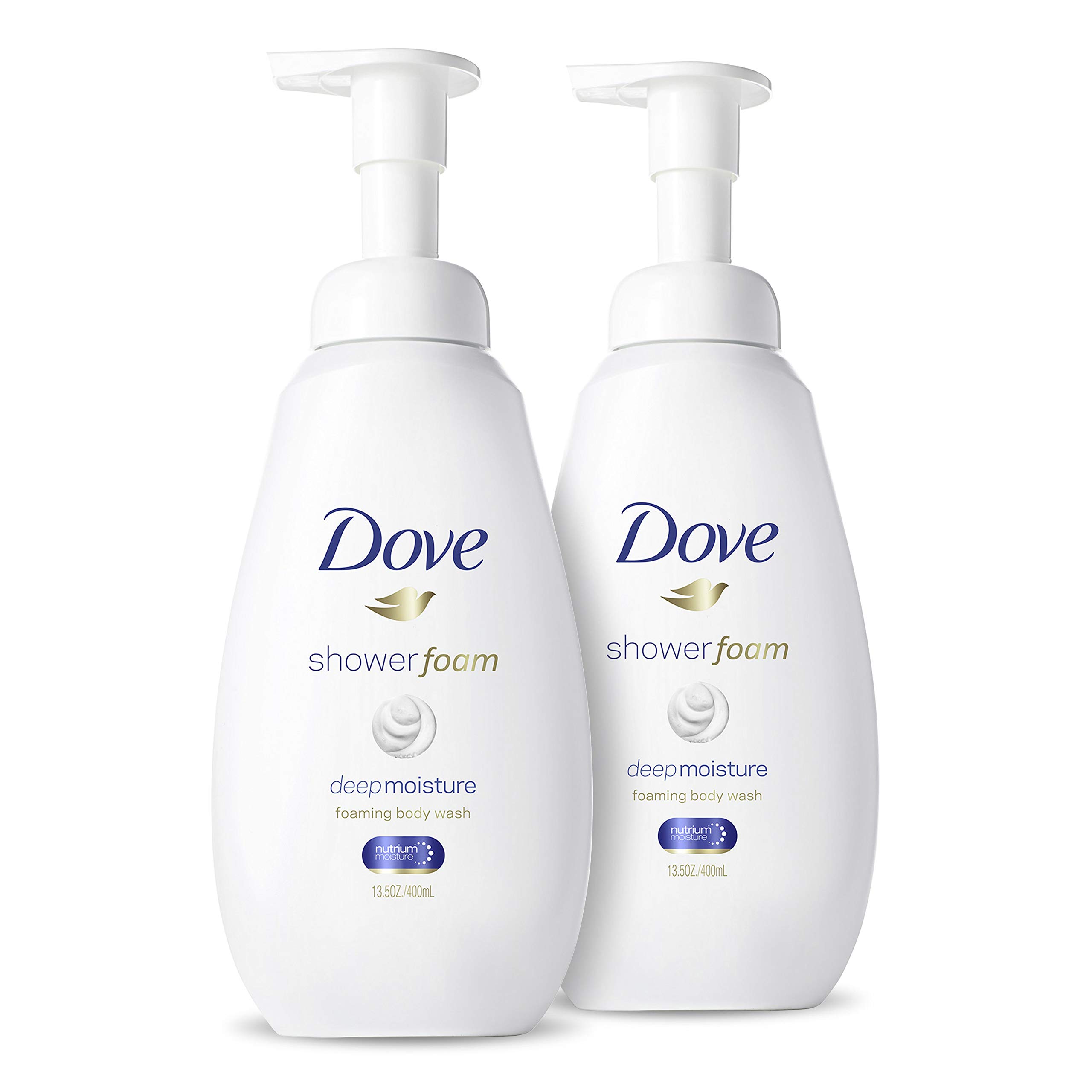 Dove Foaming Body Wash Shower Foam Deep Moisture 250 Pumps Per Bottle 13.5 oz 2 Count