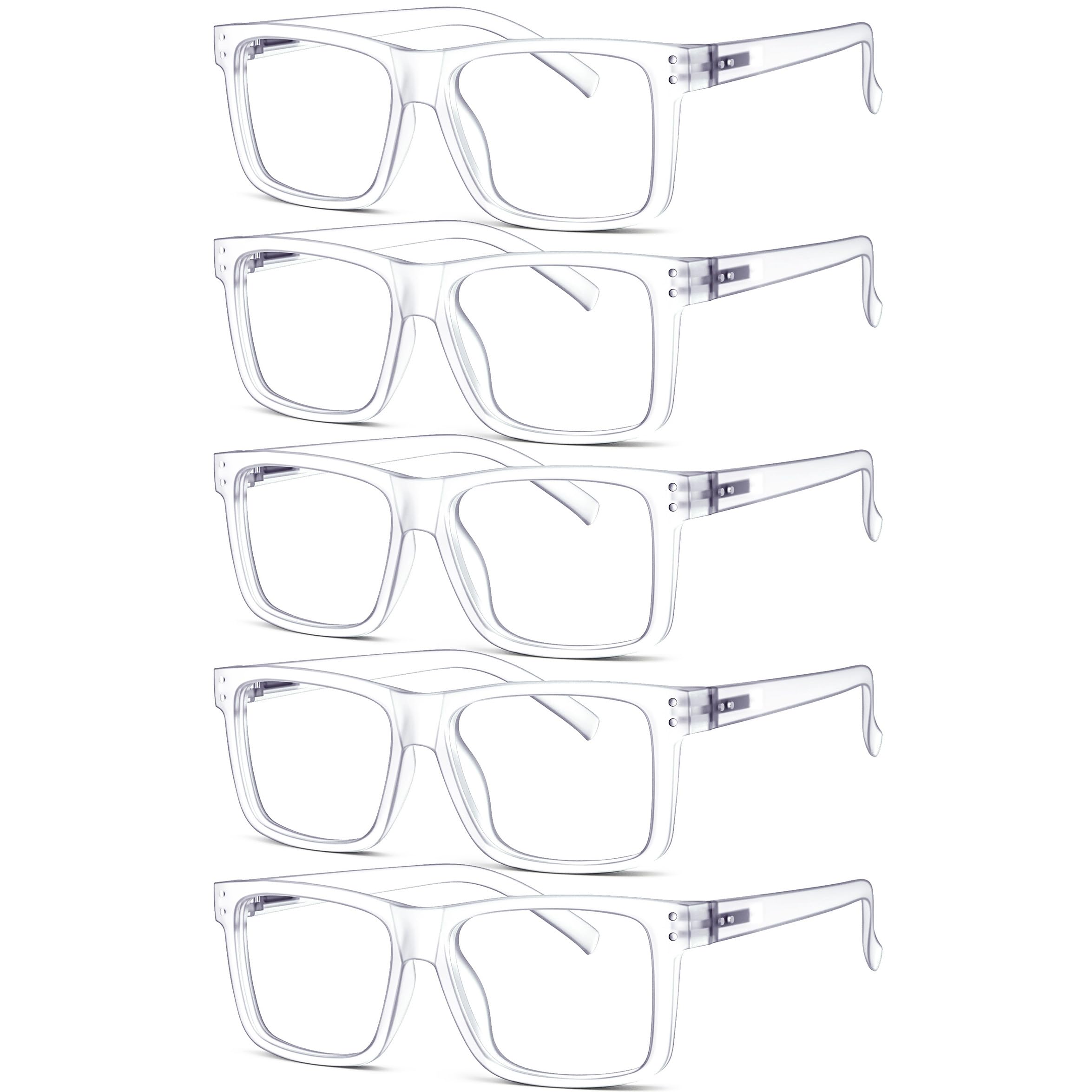 Eyekepper 5-pack Oversized Reading Glasses Square Large Frame Readers for Men and Women - Clear +1.25 Image