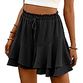 Lepunuo Flowy Shorts for Women Boho Ruffle Tiered Butterfly Skorts High Waist Mini Skirts Casual Shorts