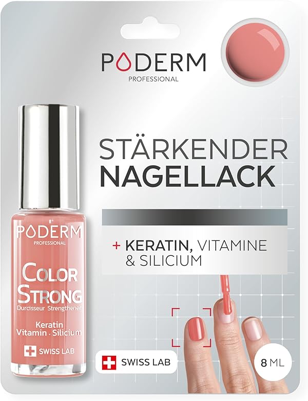 PODERM Nagelhärter Lack - Light Coral | Repariert und Stärkt durch Semipermanenten Nagellack Geschädigte und Geschwächte Nägel | Biotin und Keratin | Entwickelt von einem Podologen in der Schweiz