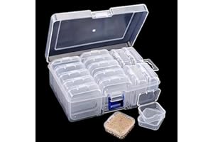 14 Grids Storage Box with Removable & Adjustable Small Containers with Lids, Multipurpose Bead Organizer Box, Jewelry Organiz