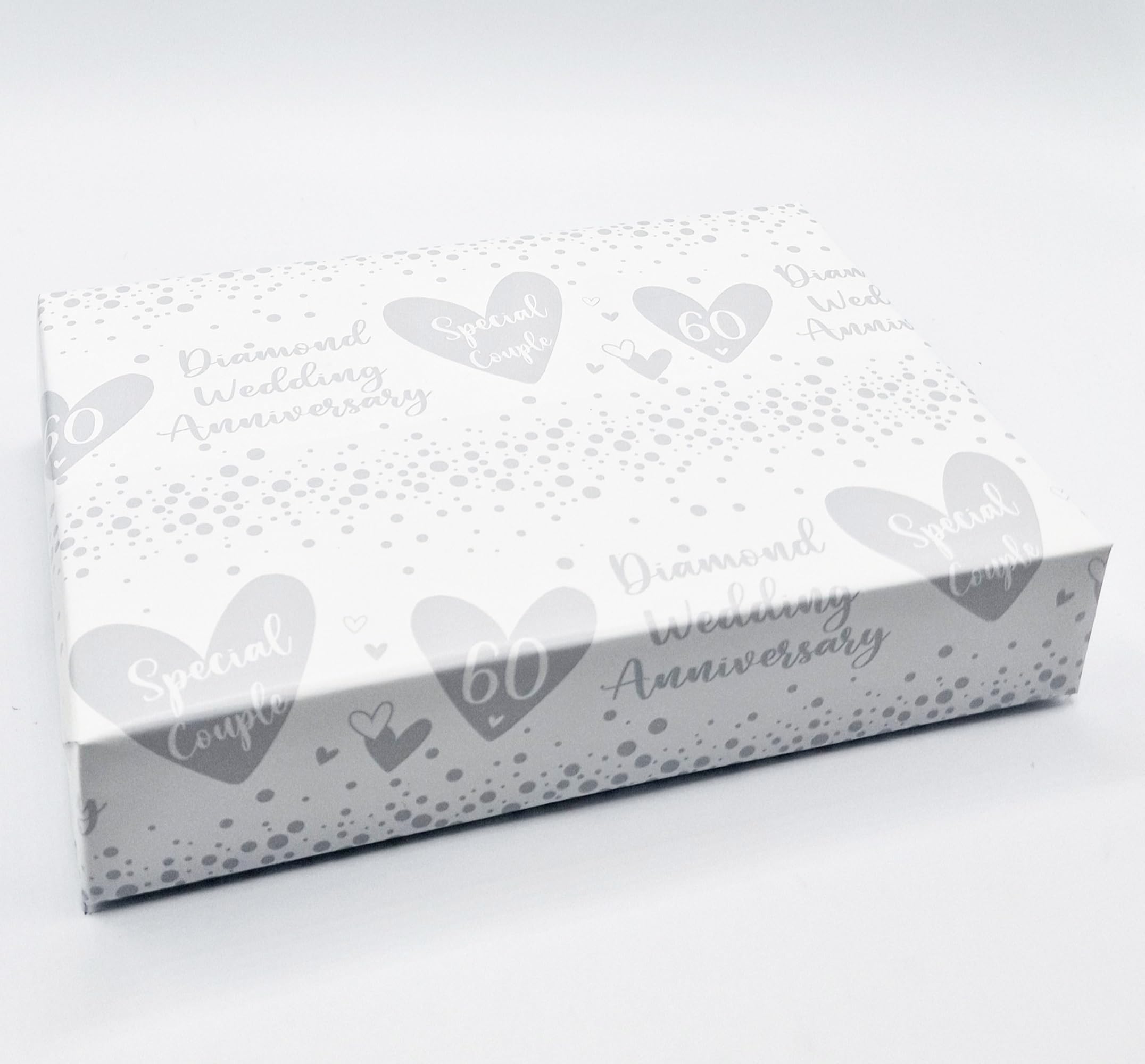 2 Sheets + 2 Matching Gift Tags 60th Wedding Anniversary Wrapping Paper Diamond Wedding Anniversary Heart Design Giftwrap