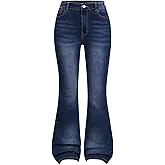 GORGLITTER Girl's Flare Jeans High Waisted Bell Bottom Denim Pants with Pockets