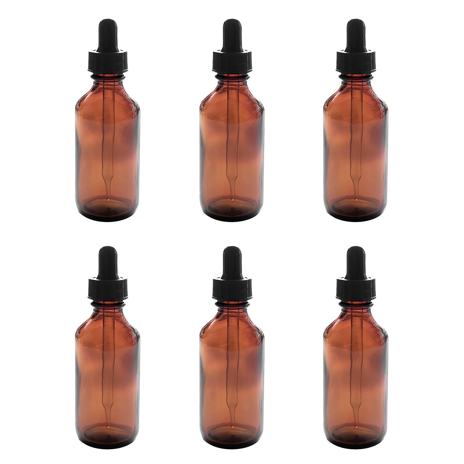 2oz Amber Glass Bottles with Glass Eye Dropper Dispenser for Essential Oils, Chemistry Lab Chemicals, Colognes & Perfumes (6 Pack): Industrial & Scientific