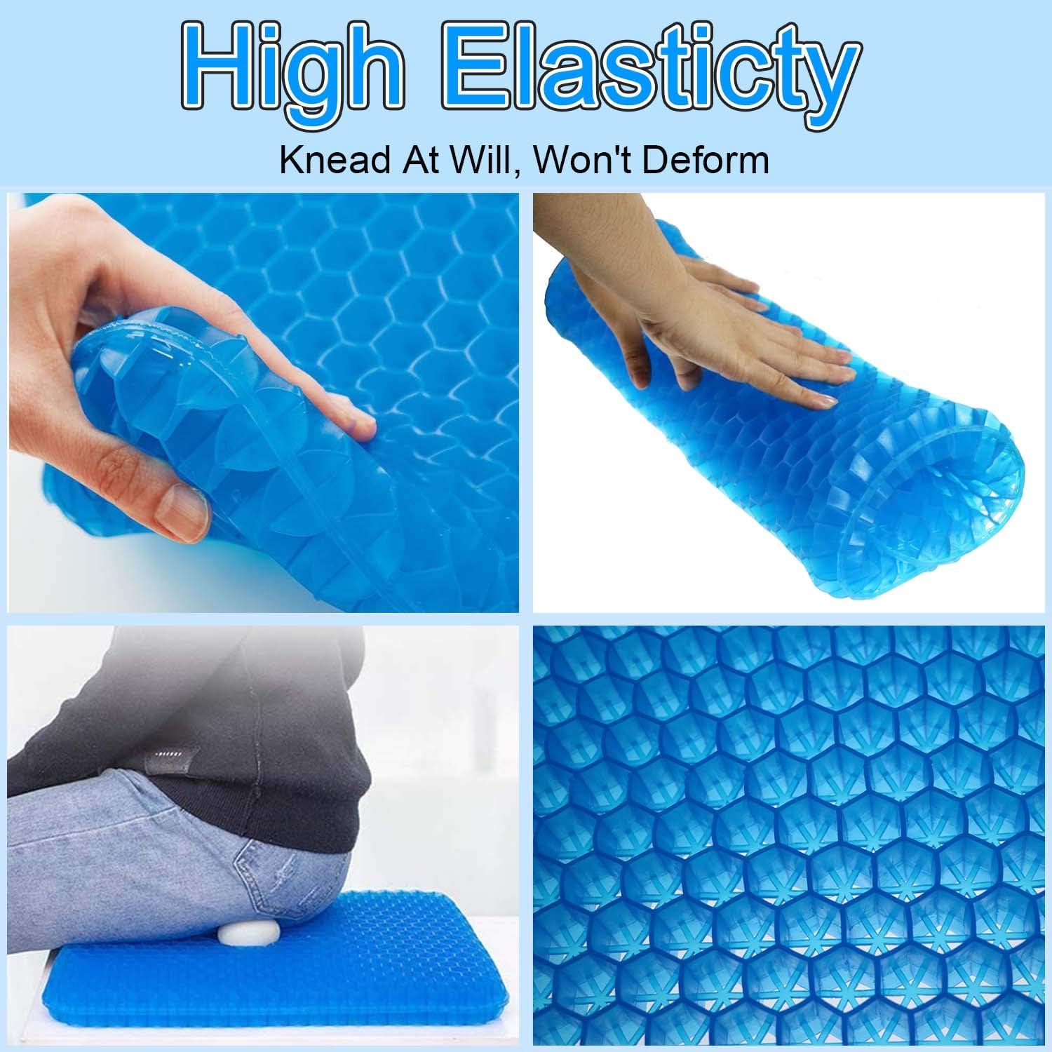 Rariro Extra-Large Gel Seat Cushion, Breathable Honeycomb Design Pain Relief Egg Seat Cushion, for Pressure Relief Back Tailbone Pain - Home Office Chair Cars Wheelchair (2 Non-Slip Cover): Home & Kitchen