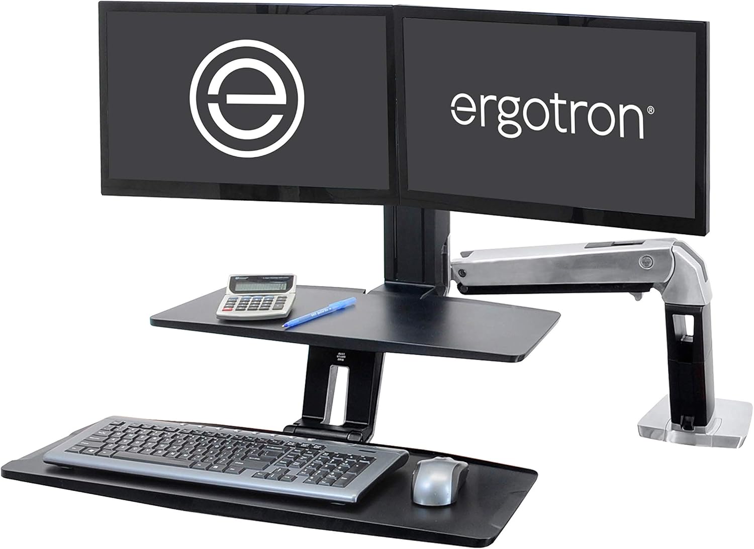Ergotron - WorkFit-A Dual Workstation with Suspended Keyboard - for Tabletops – 22 Inches, Polished Aluminum
