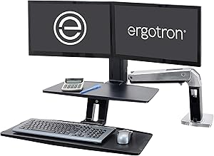Ergotron - WorkFit-A Dual Workstation with Suspended Keyboard - for Tabletops – 22 Inches, Polished Aluminum