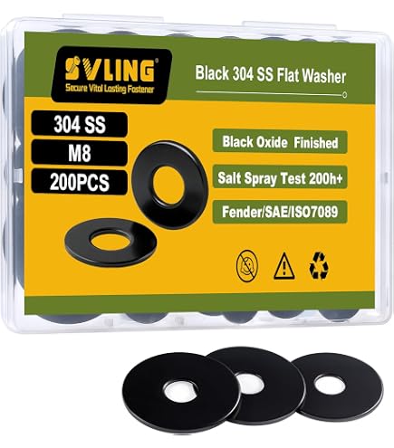 Hard-to-Find Fastener Rubber Flat Washer – 5/16” ID X 1-1/4” OD, 1/8” Thick, Black, 8-Pack
