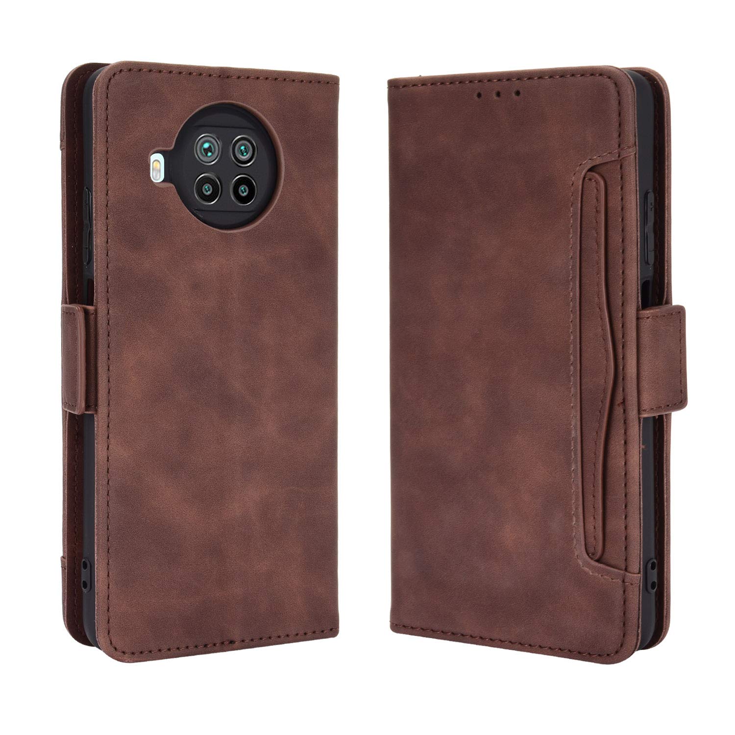 Wallet Case for Xiaomi Mi 10T Lite 5G Case, Retro Style Wallet Magnetic Cover with Credit Card Slots and Flip Stand, Leather Phone Case Compatible with Xiaomi Mi 10T Lite 5G, Brown โ image 1