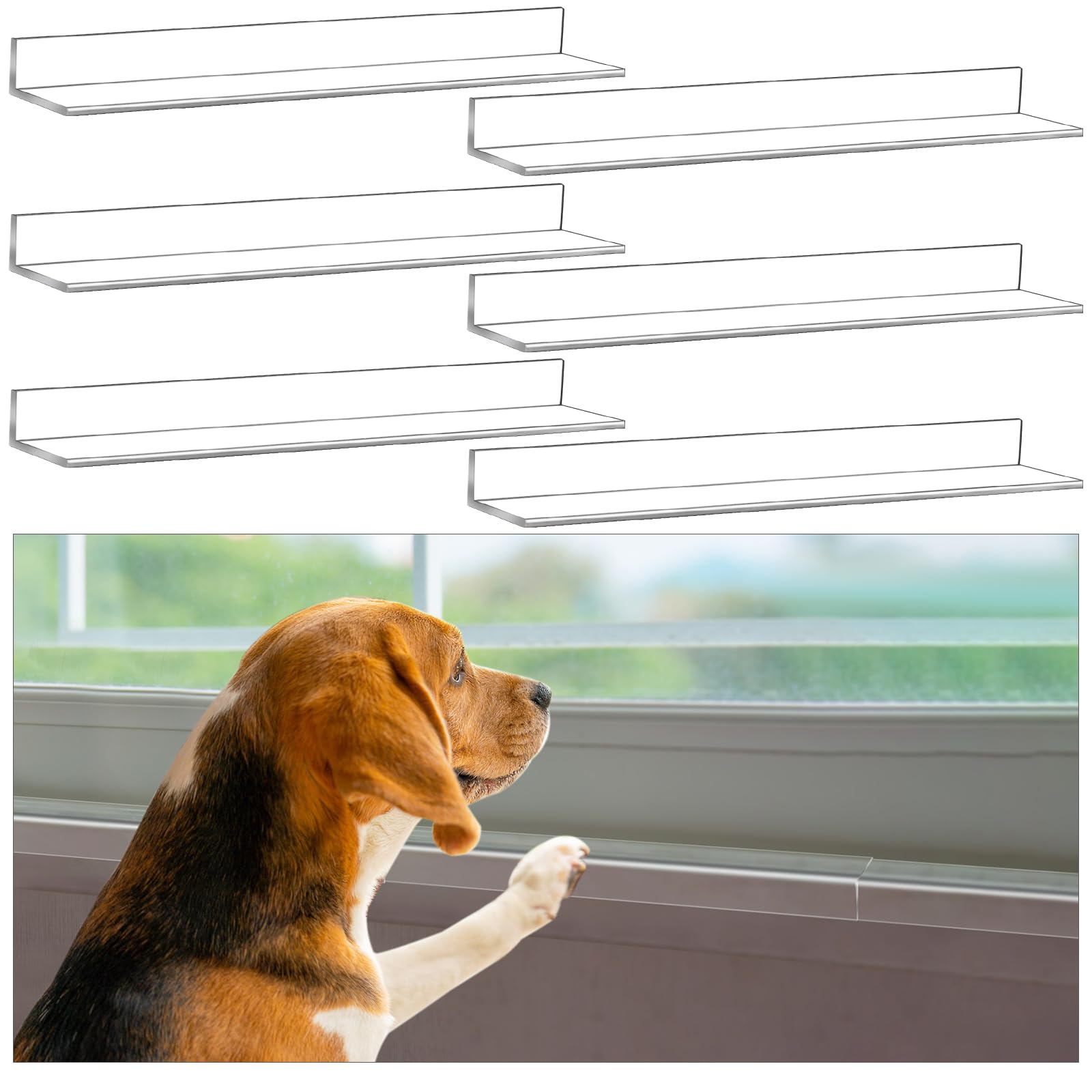 Photo 1 of Wenqik 6 Pcs Window Sill Protector from Dog Cat Scratching Protection 2 Set Per Set Total Length 33.5'' x 2.25'' Width x 0.16 Thick Clear Pet Against Dog Claw Chewing Slobbering Window Cover Guard