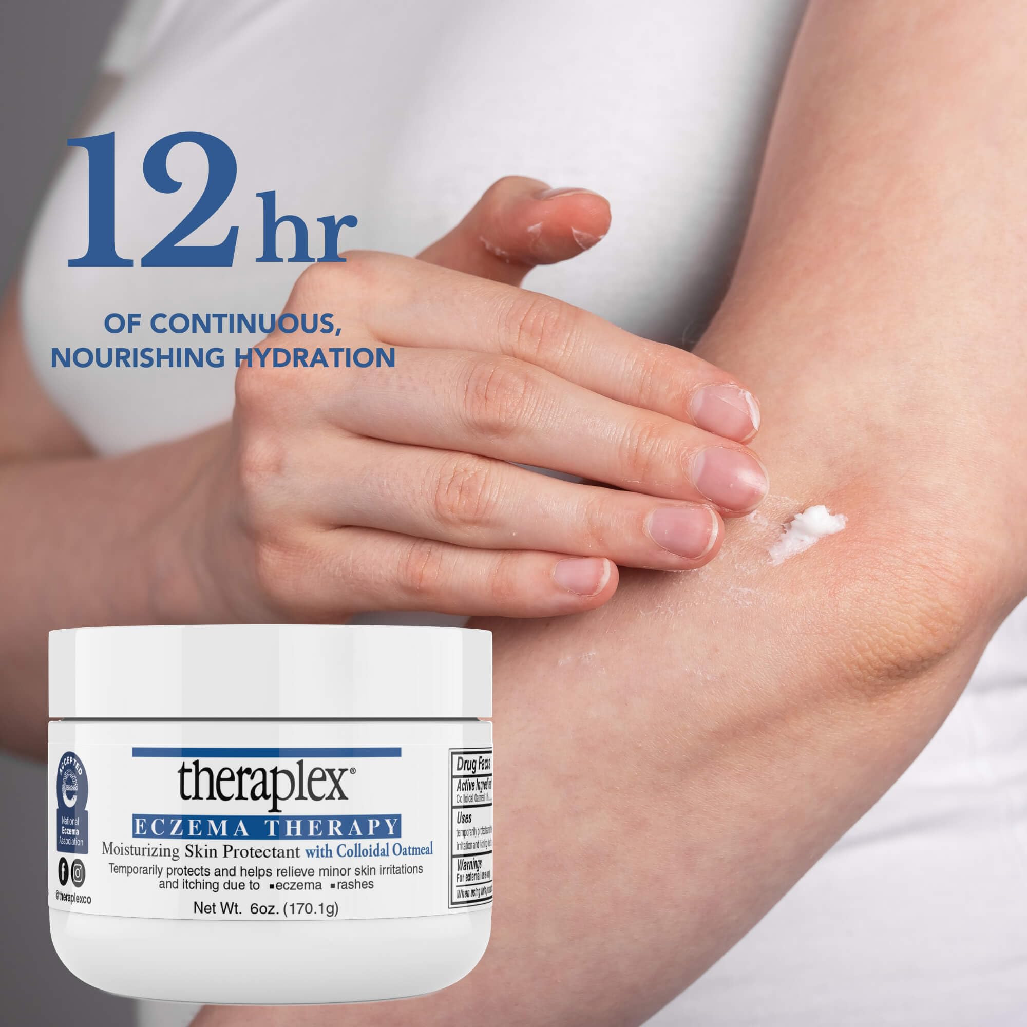 Theraplex Eczema Therapy (6 oz) - Moisturizing Skin Protectant with Natural Colloidal Oatmeal, Noncomedogenic, and Hypoallergenic, Fragrance-Free - National Eczema Association Seal of Approval