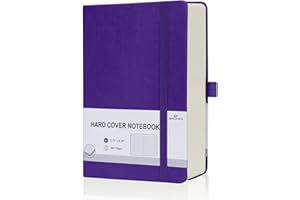 EMOMAS Lined Journal Notebook, 360 Numbered Pages(With page number), Thick Journal for Writing A5 College Ruled Notebook, 100gsm Lined Paper, Leather Hardcover, 5.75'' X 8.38''-1 Pack, Purple