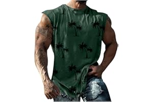 Zeiyignr Palm Tree Tank Tops for Men Cool Breathable Sleeveless Shirts Summer Tops Workout Muscle T-Shirt Gym Fitness Tanks