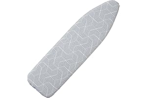 SEIRITEX Ironing Board Cover with Padding 15 x 54 inch Standard Full Size, Heat Reflective with Hook and Loop Fasteners, Thick Padding with Elasticized Edges, 3 Layers Iron Board Cover (Gray Cube)