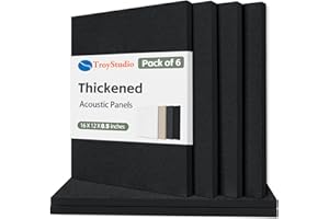 TroyStudio Thickened Acoustic Panels, 16 x 12 x 0.5 Inches Pack of 6 Felt Wall Decor Tiles Sound Absorbing Board, Noise Rever