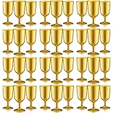 Jingmore 96 Pcs Disposable Plastic Wine Glasses 7 oz Plastic Goblets Party Wine Cups Hard Drinking Glasses with Stem Stackable Goblets Champagne Flutes for Wedding Toasting Birthday Party Supplies