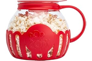 Ecolution Patented Micro-Pop Microwave Popcorn Popper with Temperature Safe Glass, 3-in-1 Lid Measures Kernels and Melts Butt