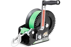 Linkloos Boat Winches for Trailers, 1600lbs Boat Winch with 33 Ft Strap Green, Heavy Duty Hand Winch with 2-Way Ratchet 4:1 Gear, Portable Trailer Winch for Boat, Truck, Jet Ski, ATV, RV