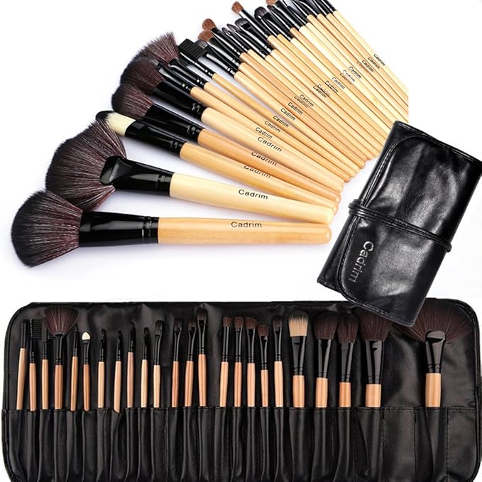 Brochas de Maquillaje,Cadrim 24pcs Maquillaje Profesional Pinceles Maquillaje de Ojos Rubor Contorno de los Labios Corrector Brochas Cosméticas + Bolso Negro